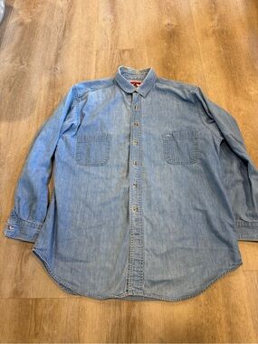 Vintage MARLBORO 80'S BLUE JEAN BUTTON UP